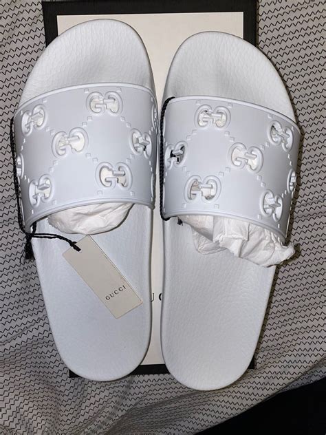 gucci white slides outfit|Gucci slides holes.